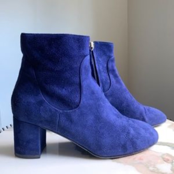 L.K.Bennett Blue Suede Ankle Boots - Picture 2 of 5